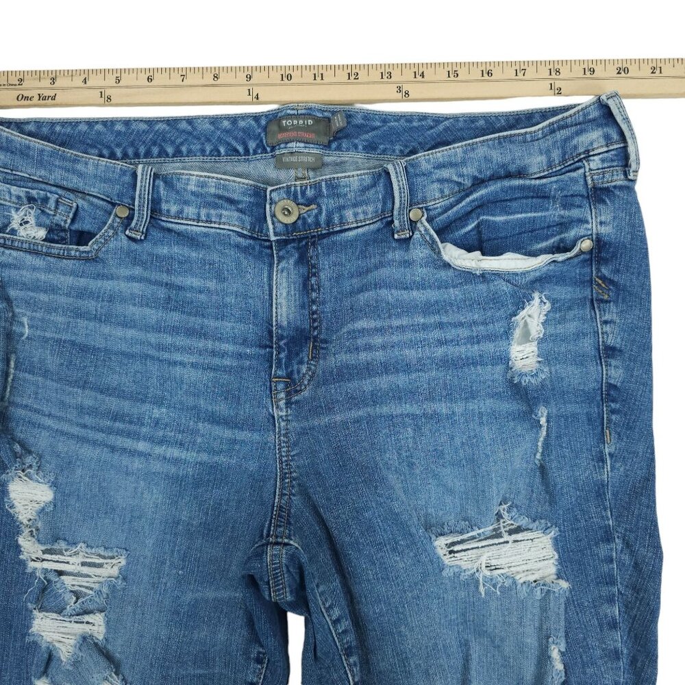 Torrid Jeans Boyfriend Straight Distressed Destroyed Plus Sz 20 Stretch HighRise - Picture 7 of 13